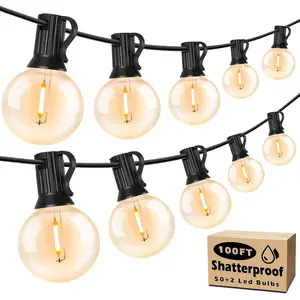 100ft Outdoor G40 LED Globe String Lights Dimmable  Shatterproof Light Strings with 52 Bulbs Connectable Commercial  Lights for Patio House Backyard Balcony