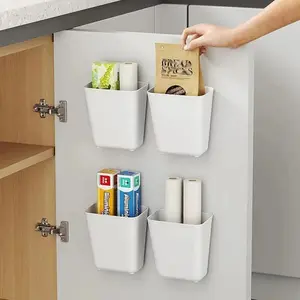 4 Piece Kitchen Cabinet Door Storage Box Self Adhesive Wall Mounted Bin