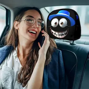 Funny Big-Eye Animal Car Headrest Covers, Automotive, Cartoon Print, Universal Fit for Most Vehicles, Halloween & Christmas Gifts, Auto Interior Decor, Car Accessories