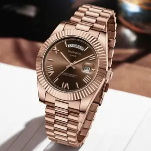 MOBWOL Men's Luxury Business Watch | Rainbow Crystal | Japanese Movement | Butterfly Clasp | Luminous Waterproof Watch for Men Gift