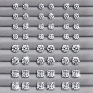24 Pairs Crystal Stud Earrings Set | Sparkling Round & Square Earrings for Wedding Party Anniversary