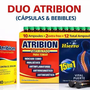 (Combo Pack) atribion vitaminado + bebible Joint and Pain support sofgels , Artribion vitaminado , Reumatismo , arthritis , Dolor espalda  30 soft gels