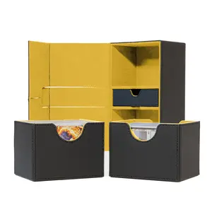 Lightweight Magnetic Card and Dice Organiser - Gold Interior Sideloader 200 - Durable Double Deck Box with Dice Tray
