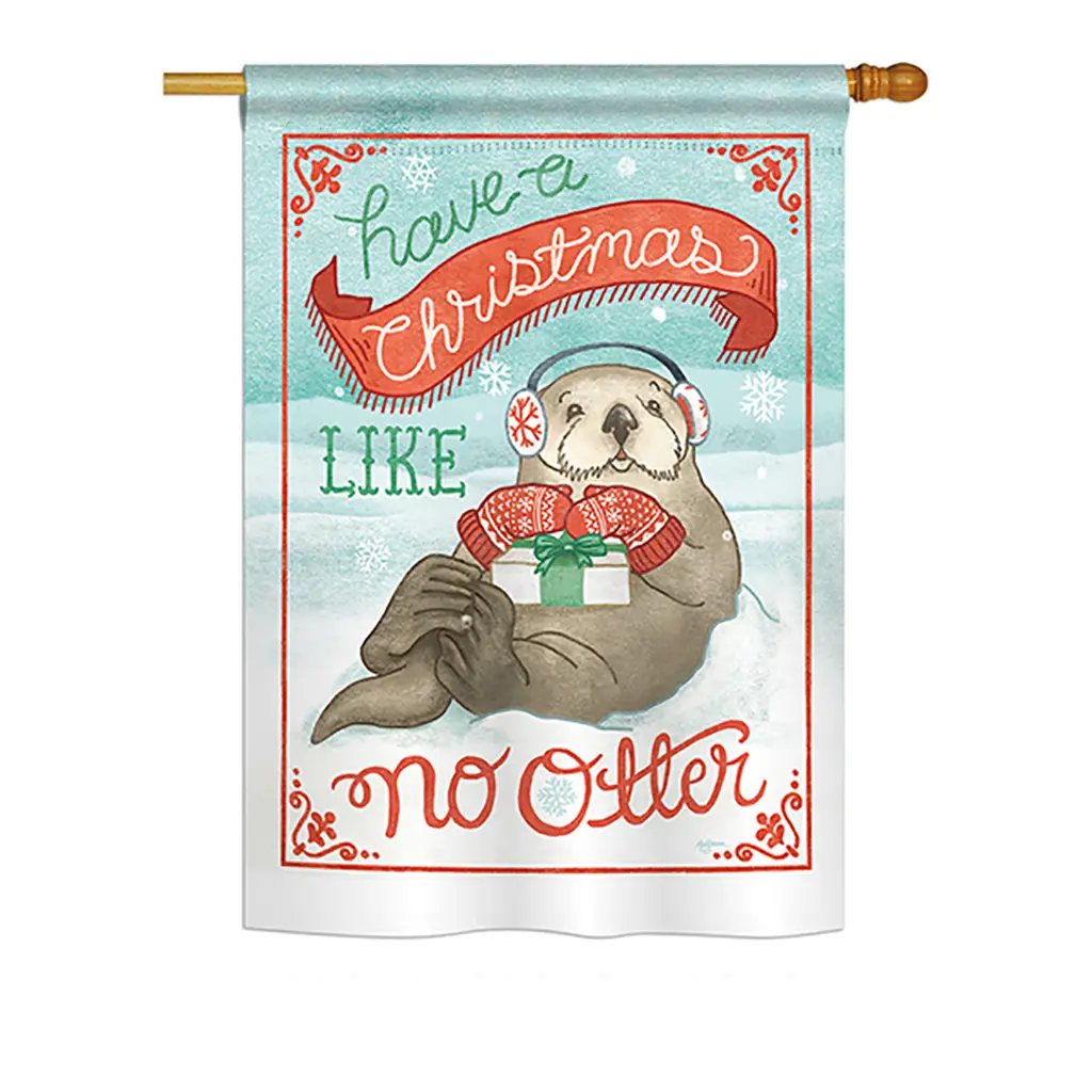 Breeze Decor BD-XM-H-114155-IP-BO-DS02-US Print "Christmas Like No Otter" Winter Vertical House Flag, 28x40 in Seasonal Festive Decorative Banner for Home Supplies