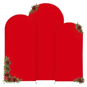 GARVEE Set of 3 Protective Covers for Wedding Arch, 15.2 cm + 15.2 cm, Double Elastane, with Zipper, Decoration for Party, Ceremony, Banquet, Red