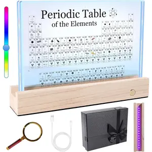 Periodic Table with Real  Inside, Large  Periodic Table of  with 83 Real Samples and 7 Colorful LED Lights, Chemistry Gifts for Students, , Teacher and Science Lovers