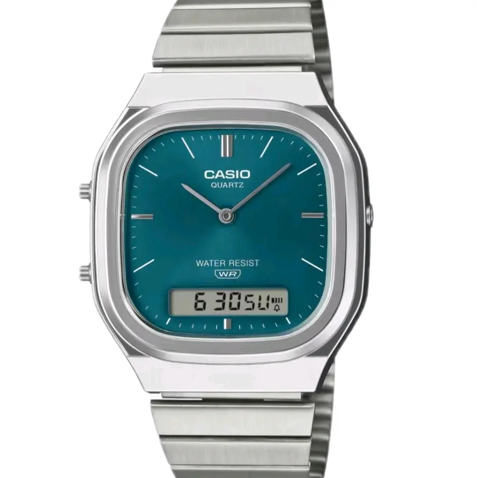 AQ240E-3A New Casio Vintage Analog-digital watch 'Blue green dial "new style"