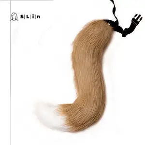 LENNIK Maid Cat Lady COS Fox Tail,Handmade Simulation Long-haired Plush Beast Tail,Comic-Con Performance Props,Daily Accessories