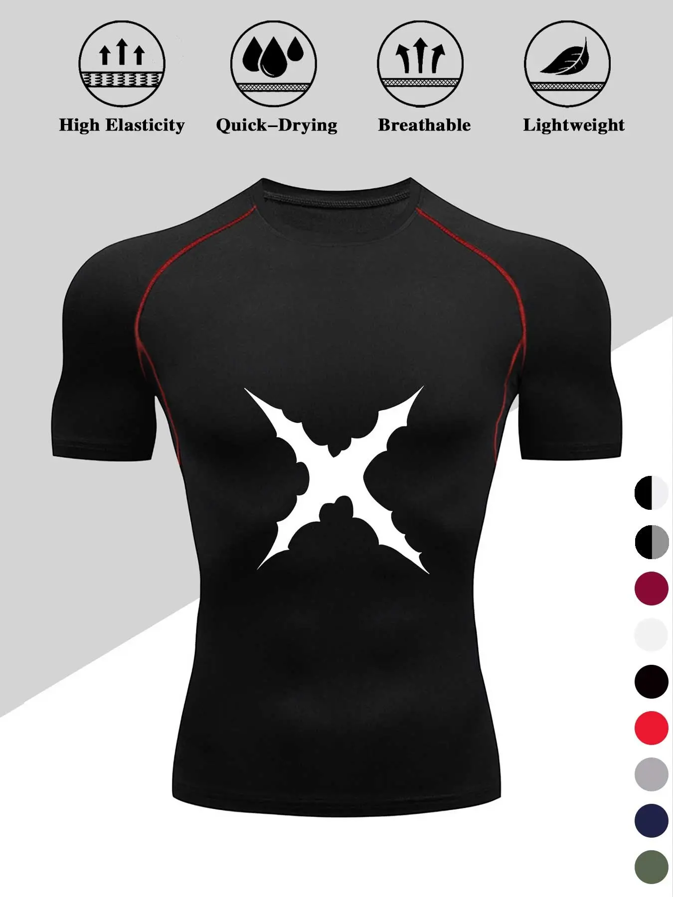 Men's High Elasticity Sports Muscle T-Shirt, Activewear, Slim Fit Short Sleeve Shirt, Gym Top, Casual Wear, Clothes, All Seasons Clothing