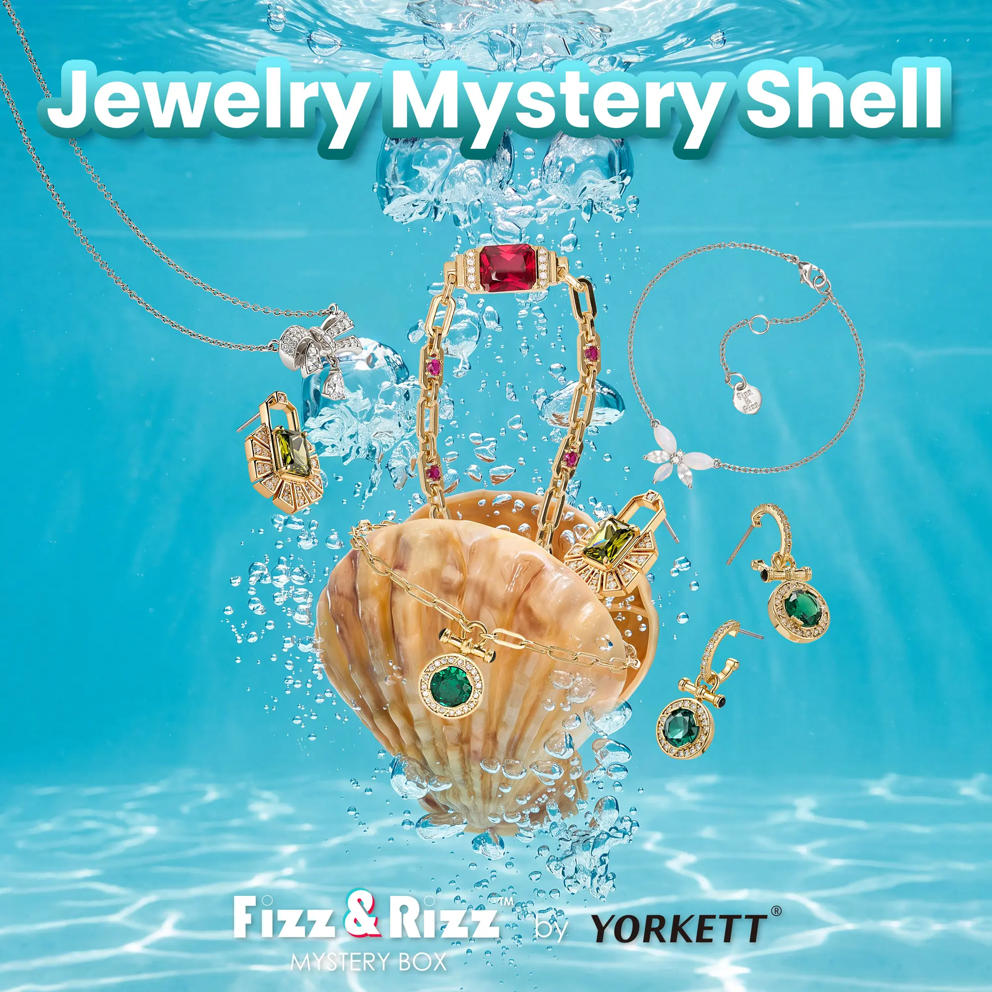 FizzandRizz Collection Bio-Inspired Shell Mystery Box - Women's Jewelry Set with Random Necklaces, Set Pieces, Fine Accessories - Unique Cool Gifts for Special Occasions, Jewelry for Women