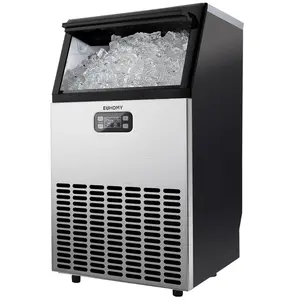 EUHOMY Commercial Ice Maker Machine, 100lbs/24H Stainless Steel Under Counter ice Machine with 33lbs Ice Storage Capacity, Freestanding Ice Maker, Kitchen Portable