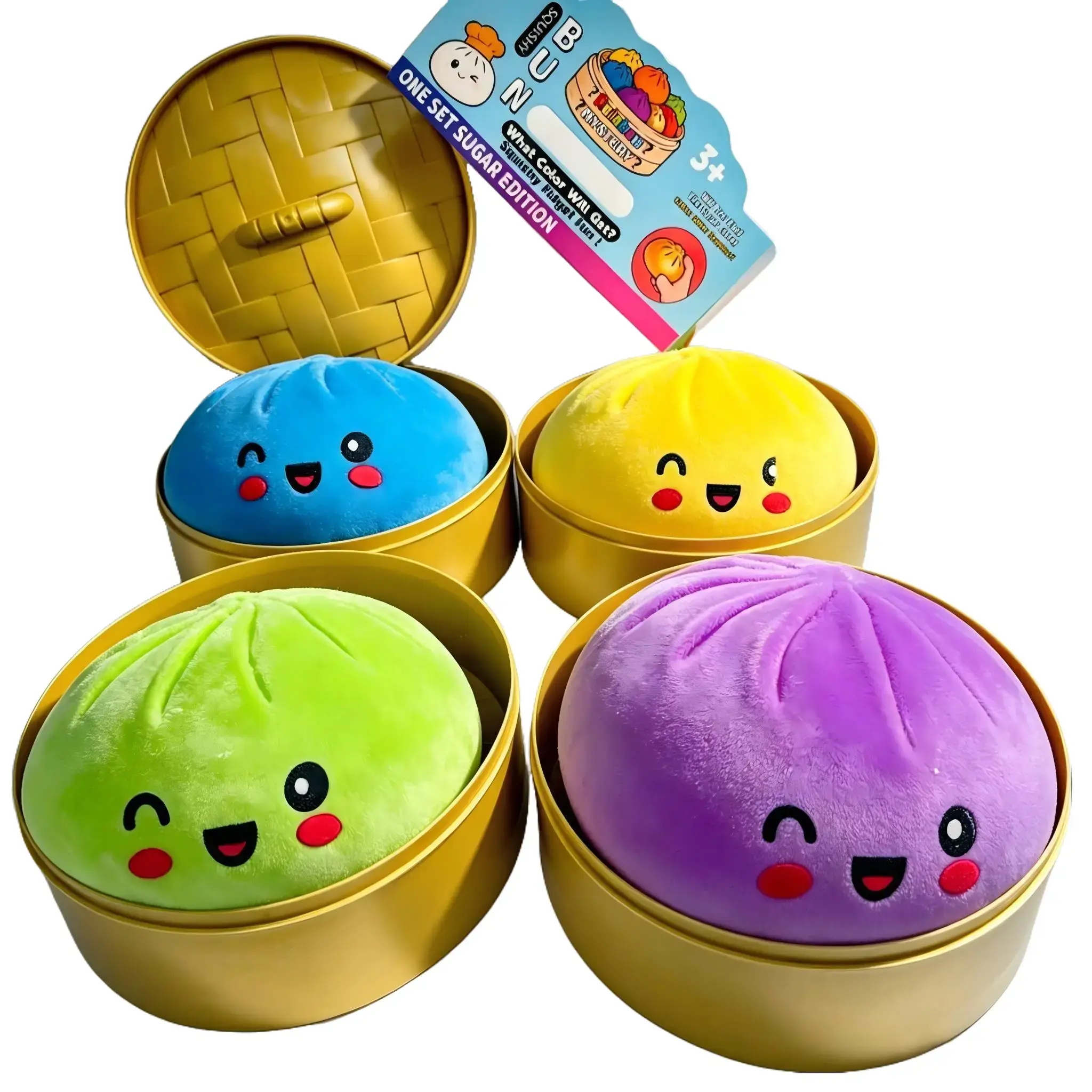 MySecret Bun Fidget Toy Blind Box, 5.9 Inch Giant Soft Squishy Expression Dumpling, Elastic TPR Stress Relief Squeeze Toy, Random Style Surprise Unboxing, Perfect Valentine Easter Gift for Kids Classroom Exchange