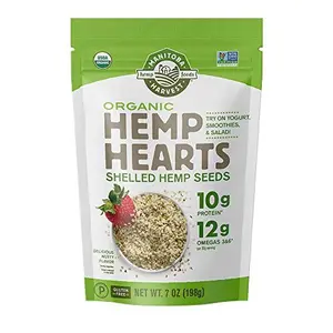 Manitoba Harvest Organic Hemp Seeds, 7oz, 10g Plant Based Protein and 12g Omega 3 & 6 per Srv, smoothies, yogurt & salad, Non-GMO, Vegan, Keto, Paleo, Gluten Free