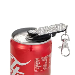 Diamond-Encrusted Beverage Can Opener, Dustproof Lid, Portable, Suitable for Cola, Beer, Soda, Aluminum Drink Cans, Easy-To-Use Ring Pull Opener