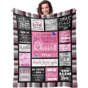 Valenetine Religious Christian Gifts for Women Faith – Jesus Loves You Prayer Blanket 50x60, Inspirational Bible Verse Throw, Ultra-Soft Flannel for Spiritual Comfort, Christmas/Baptism Present for Her Soft Flannel Throw Blanket