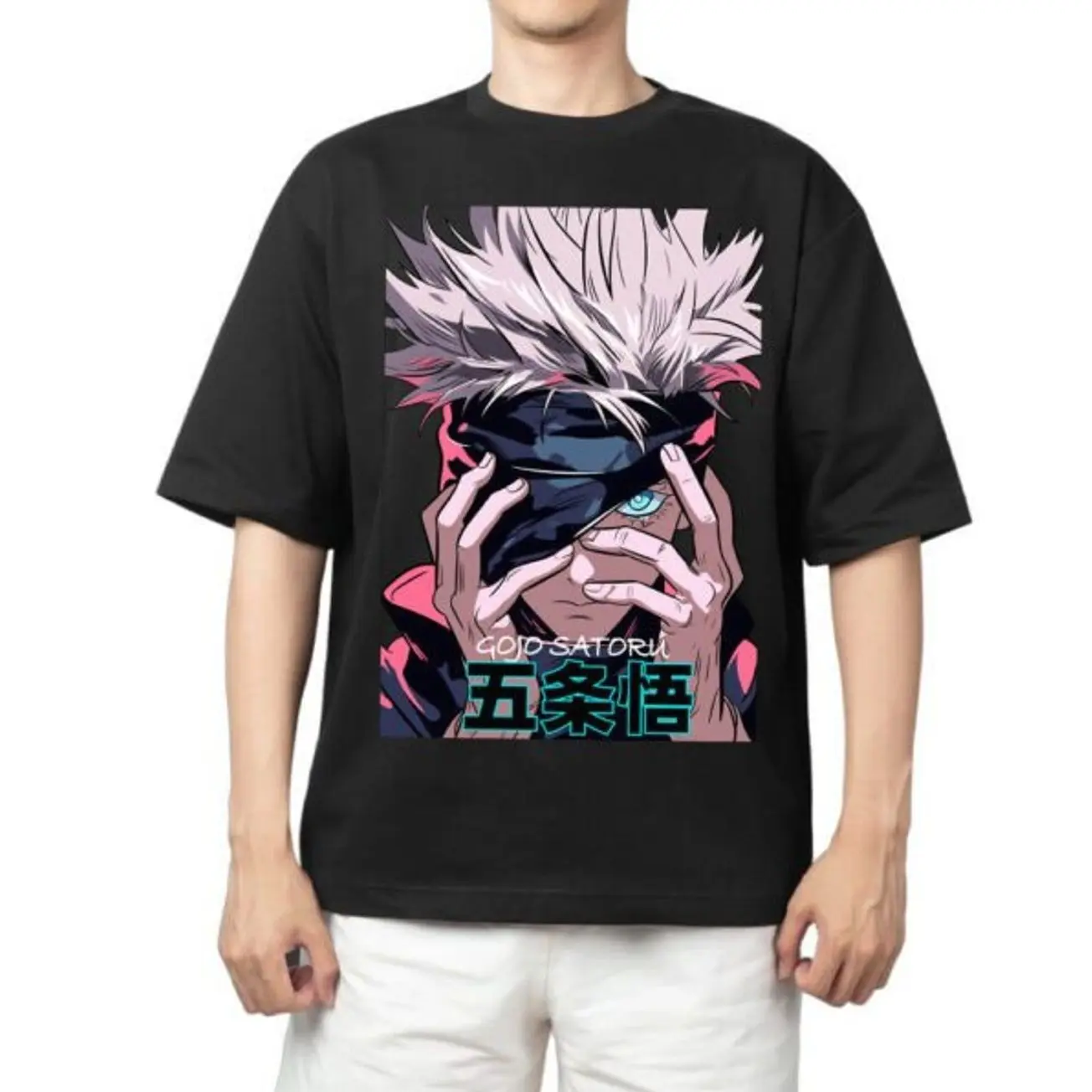 Limited Satoru Gojo Unmasked Six Eyes Graphic Merch Blindfold Reveal Oversize T-shirt Unisex Jujutsu Kaisen Streetwear Top, Heavyweight Cotton Retro Anime Shirt, Gift for Anime Lover, Clothing for fans, Seamless Oversized.