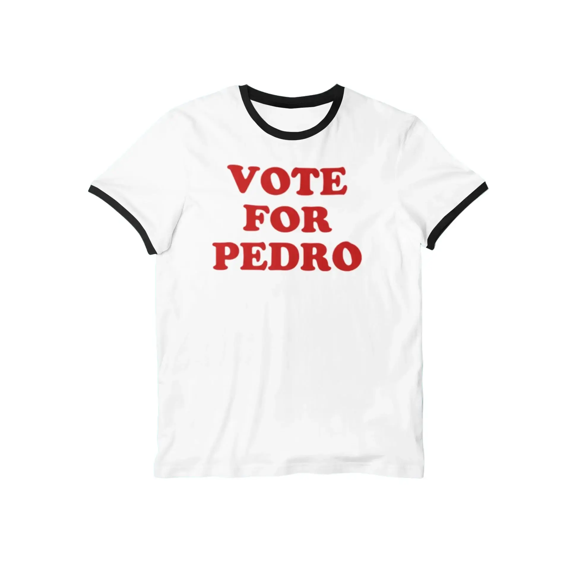 Men's Vote For Pedro Graphic T-Shirt - Napoleon Funny Movie Uncle Rico Print, Classic Crew Neck Shortsleeve Breathable Fabric Apparel T-Shirt, Menswear Streetwear Top, Casual Crew Neck