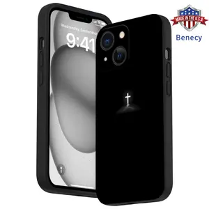 Straight Edge Phone Case for iPhone 15 16 14 Pro Max 13 12 11 XR XS Plus E  Radiant Cross Pattern Full Body Protection Shockproof Soft Liquid Silicone Cover Cellphone Protective