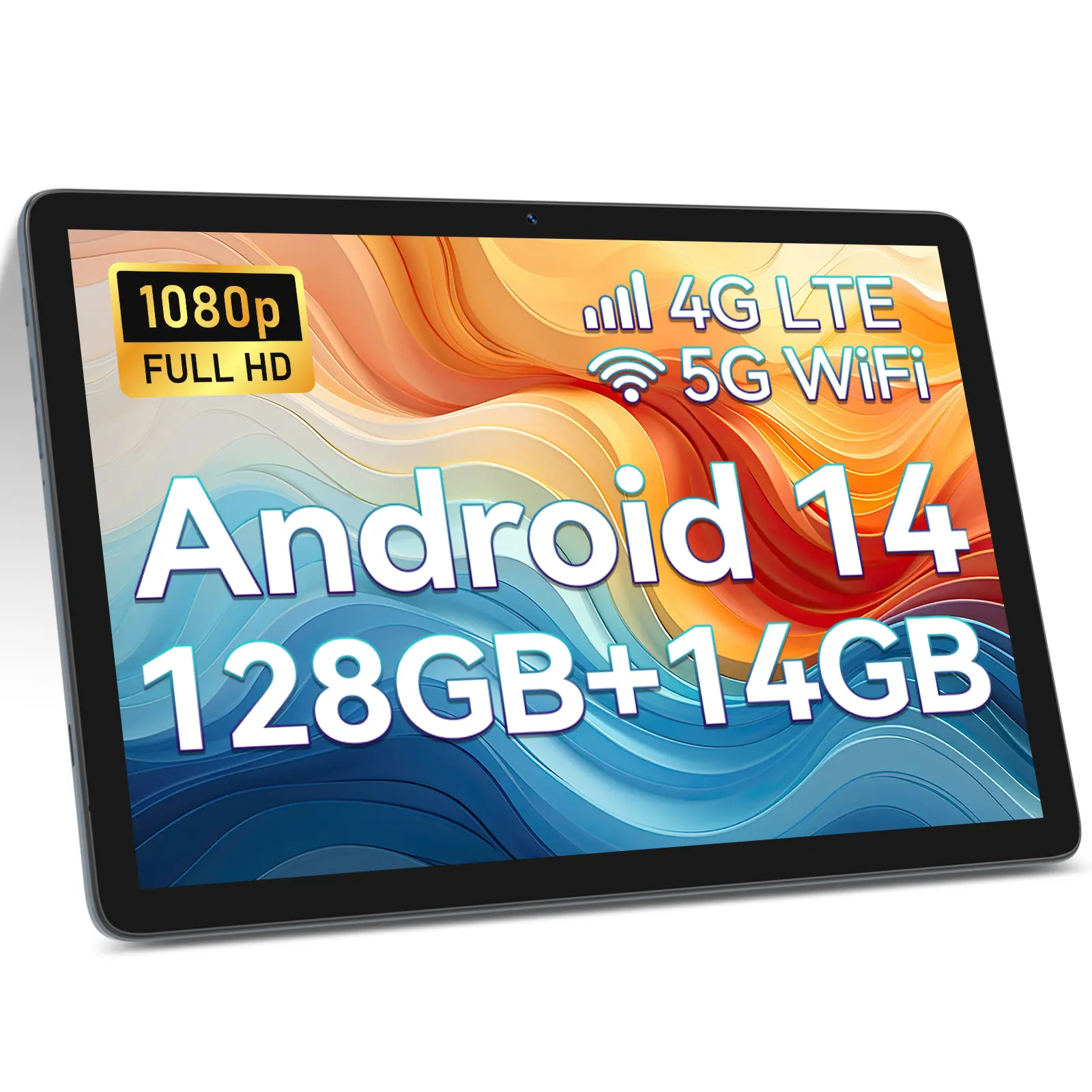 2026 New 10.1 inch Android 14 Tablets with Keyboard Mouse, 14GB+128GB Storage, Spreadtrum T606 CPU, 7000mAh, 2 Speakers, 5G WiFi+4G LTE, Dual 13MP Camera,GPS Black Friday Deal/ Christmas gift/ tablet on sale Smartphone Cellphone