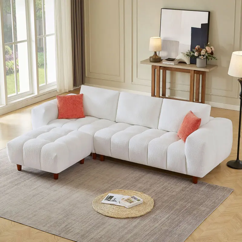 [SOIYELIFE] 111.81 Inch Convertible Sectional Sofa Couch, L Shaped Sofa with Fabric Couch,Modern Design Cream Style Marshmallow Sofa for Living Room and Office,White Fine furniture sleeper  sectional couches cloud  couch