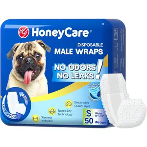 HONEY CARE All-Absorb A26 Male Dog Wrap, 50 Count, Small