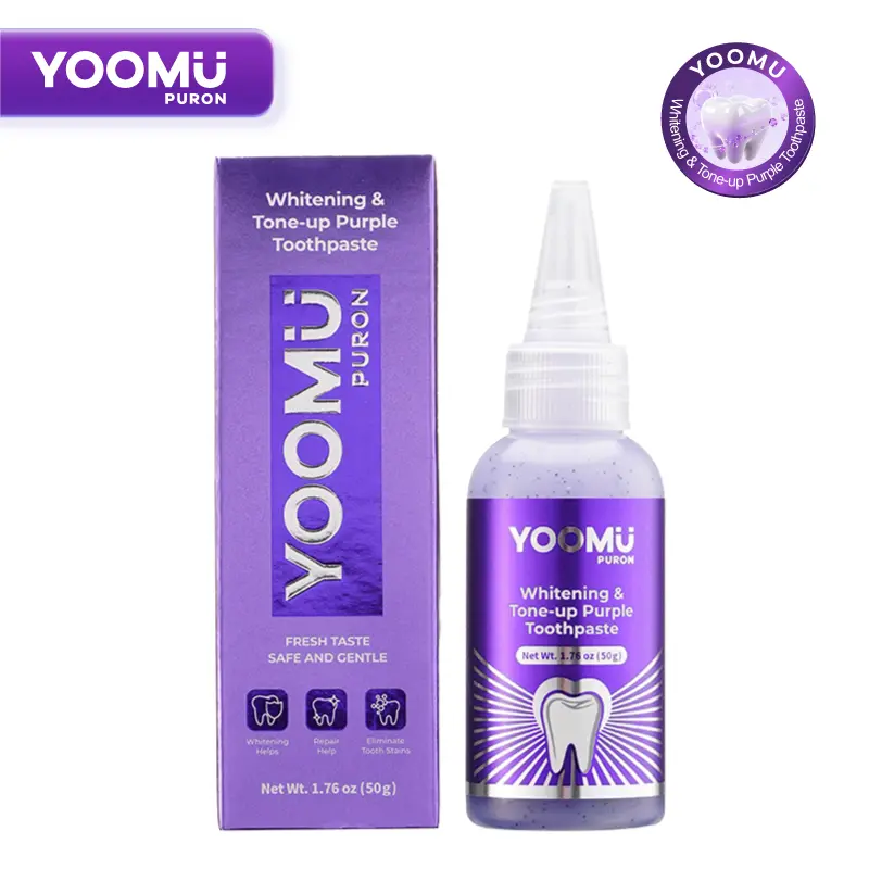 【Professional Grade】YOOMU B Purple Whitening Toothpaste - Active Formula, Whitens Smile, Freshens Breath, Removes Stains, Gentle Daily Care Cleaning, 50ml