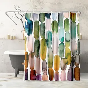 Colorful Print Shower Curtain, 1 Count Abstract Waterproof Shower Curtain with 12pcs Plastic Hooks, Bathroom Accessories, Shower Room Decor, Bathroom Decoration Accessories