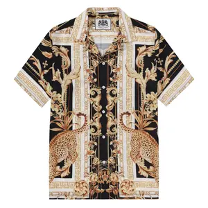 Golden Baroque Pattern Camp Collar Shirt - Stylish Men s Summer Fashion