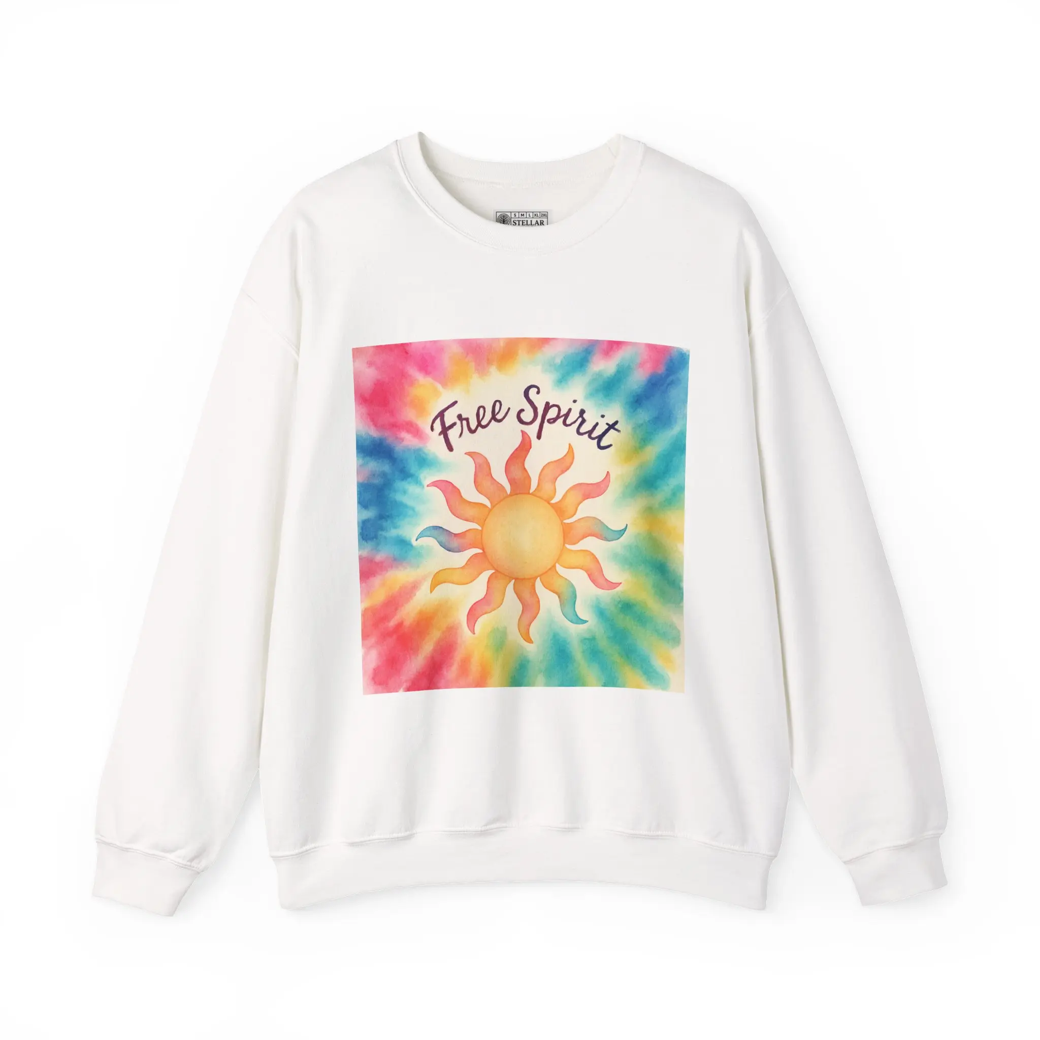 Free Spirit Tye Dye Crewneck Sweatshirt, Boho Tie Dye Jumper, Hippie Pullover, Colorful Pattern Sweater, Trendy Casual Top