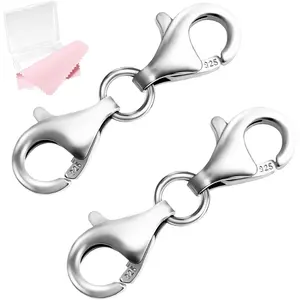925 Sterling  Double Lobster Claw Clasps,Necklace Extender Double Bracelet Clasp and Closures for  Making ( , 9MM)