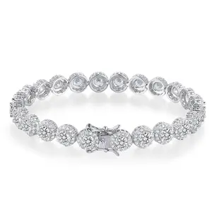 Tennis Bracelet Men and Women Round cut VVS Gemstone Flower Shape Bracelet Fashion Jewelry.18K gold and white gold - plated bracelets Gift TikTokShopBlackFriday