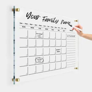 Oversize Acrylic Premium Calendar for Wall - Home Office Monthly Glass - Customizable Thick Clear Dry Erase Board - Calendar 2026 Dry Erase Planner