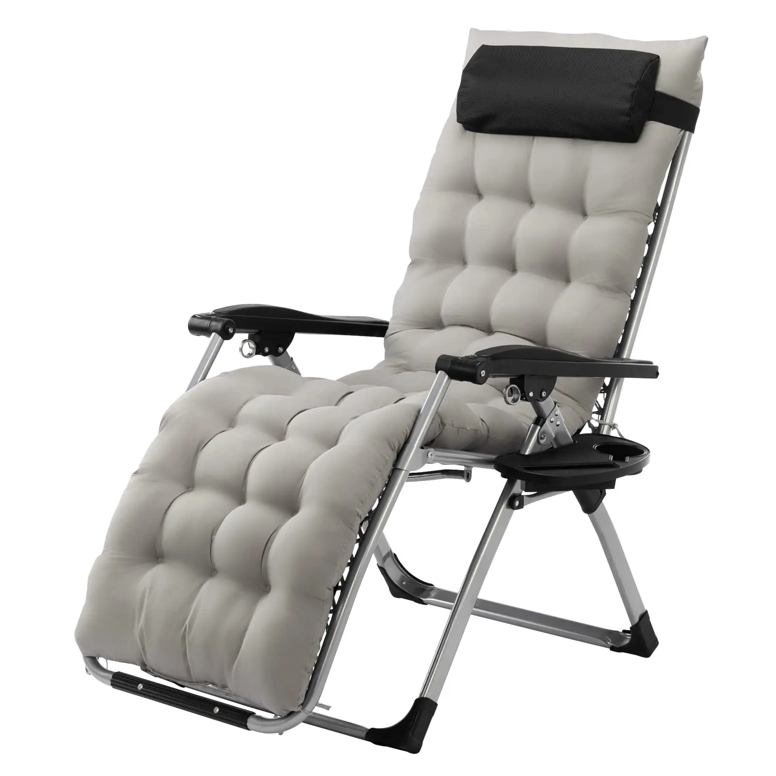 Zero Gravity Chair, Outdoor Foldable Padded Lounge Chair Recliner with Side Table, 353lbs Patio Recliner Folding Reclining Chair w