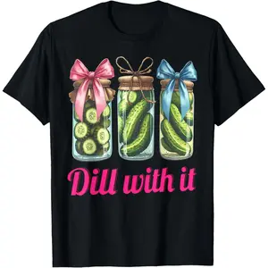 Canned Pickle Coquette Bows With Cute Pickle Jar Girl Women T-Shirt