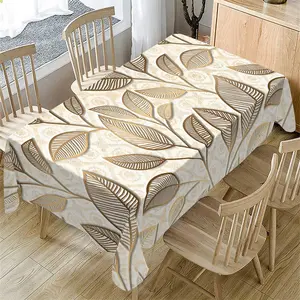 Leaf Print Washable Tablecloth, Rectangular Table Cover for Indoor Outdoor Use, Kitchen Dining Room Decor, Wedding Party Restaurant