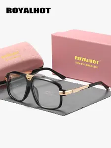 RoyalHot 1 Piece Unisex Anti Blue Light Oversize Design Oversized Full Frame Plano Glasses Lightweight Elegant Square Frame Plano Glasses