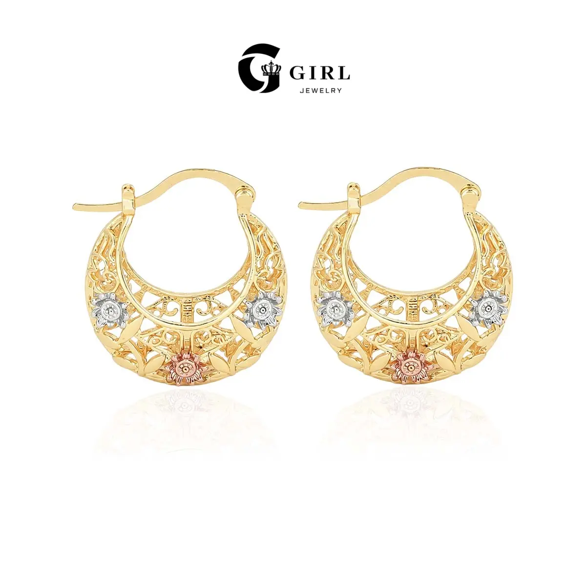 GGIRL Vintage Rose-Patterned Openwork Hoop Earrings  Multicolored, Color-Blocked Floral Hoops  Elegant Bohemian-Style Women’S Eye-Catching Accessories  Perfect For Beach Vacations, Parties, And Everyday Wear  Birthday, Holiday, And Anniversary Gifts