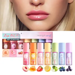 Hengfang Color-changing Lip Oil 7pcs Gift Box Set, colorful fruit-flavored temperature-changing lip oil, moisturizes lips, maintains a beautiful state, ideal gift for girls