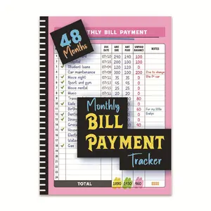 Monthly Bill Payment Tracker - 48 Months Financial Management Notebook for Tracking Bills & Payments - Pink Cover with Black Accents Finance Checklist Organizer Calendar