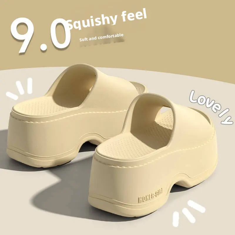 Women's Platform Sandals, Cozy EVA Slip-Ons with a 9cm Chunky Heel, Height-Increasing Non-Slip Sole, Women's Sandals