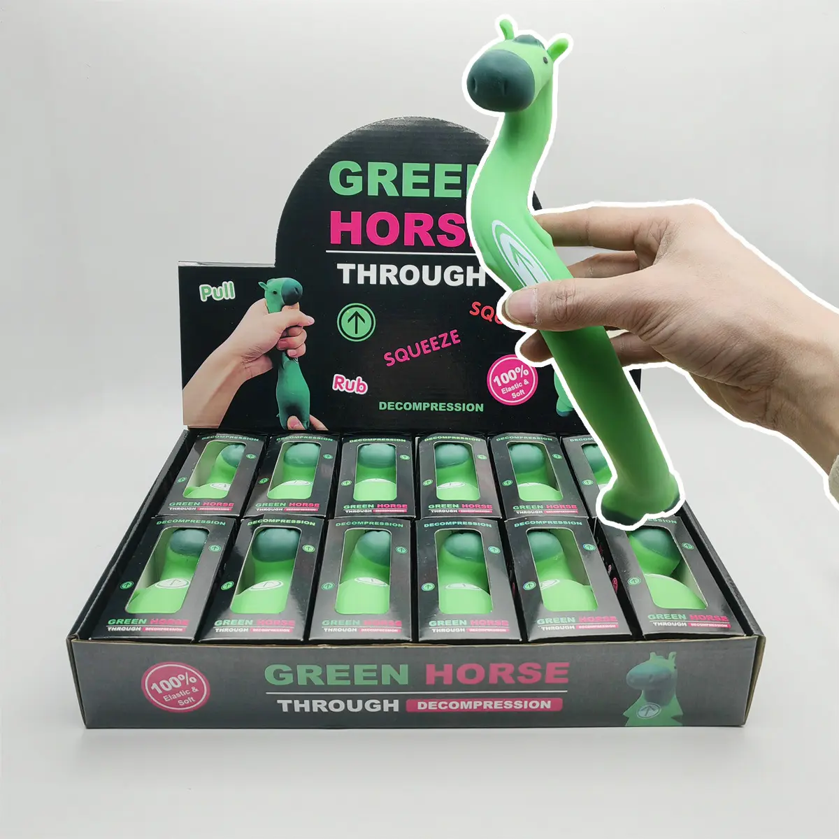 Kawaii Green Pony Squishy Toy, Slow Rebound Horse Shaped Squeeze Fidget Toy, Portable Stress Relief Toy for Holiday Presents