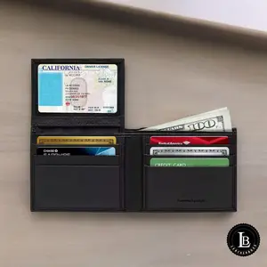 Leatherboss Genuine Leather Men Credit card With Box Bifold Wallet