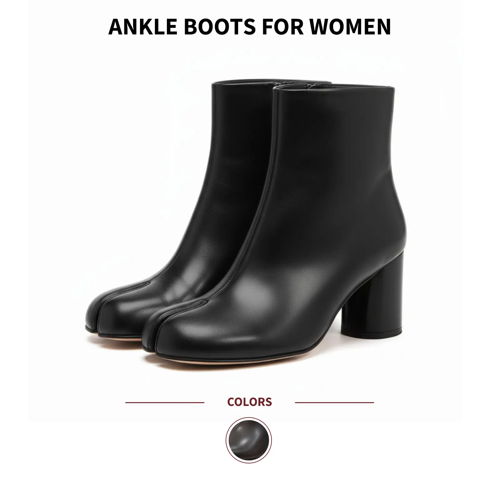 Ankle Boots For Women Tabi Boot Split Toe Chunky Block High Heel Side Zipper Fashion Retro Chic Party Date Festival Dress Concert Tabi Short Trendy Booties