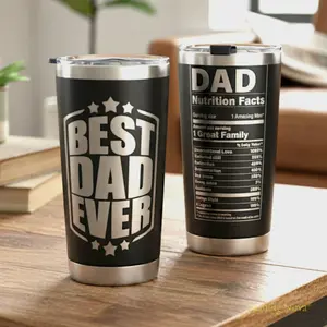 Dashing Nova Best Dad Ever Nutrition Facts Father's Day Birthday Gift for Dad 20oz Insulated Stainless Steel Tumbler Laser Engraved Double Wall Travel Mug
