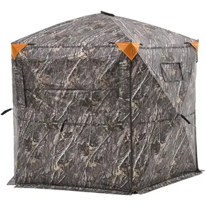 VEVOR Hunting Blind, 6-7 Person Ground Blinds with Carrying Bag, Portable Camouflage Tent, Reinforced Durable Concealed Shelter with Silent Zipper Door and Window, for Turkey and Deer Survival Tools Survival Kit