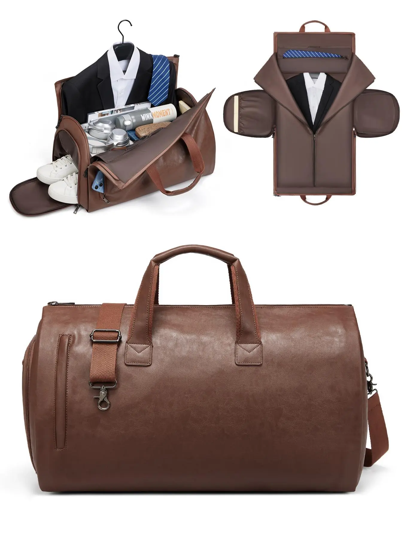 1 Piece Men's Business Trendy Large Capacity Travel Bag, Vintage Casual Zipper Duffel Bag for Work & Business, Carry on Weekender Bag for Outing & Holiday & Travel, Durable Duffels, Duffle Bag Travel