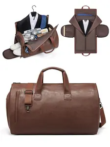 1 Piece Men's Business Trendy Large Capacity Travel Bag, Vintage Casual Zipper Duffel Bag for Work & Business, Carry on Weekender Bag for Outing & Holiday & Travel, Durable Duffels