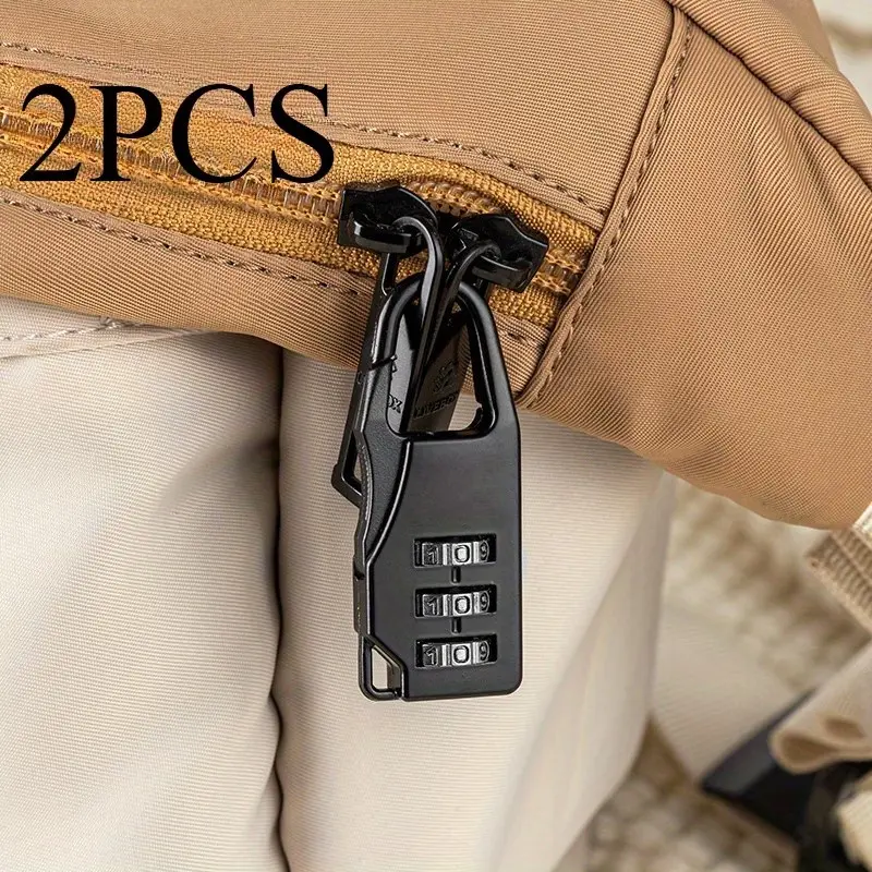 2pcs Metal Travel Padlock, 3-Digit Combination Lock, Waterproof Anti-Theft Safety Lock for Backpacks, Luggage, Suitcases, Matte Surface, Travel Accessories, Travel Essentials