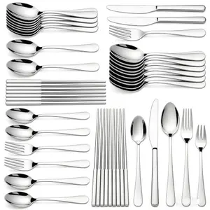 60 Piece Heavy Duty Rust-Proof Mirror Polished Stainless Steel Flatware Silverware Set
