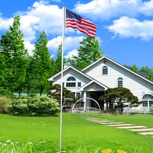 25FT Sectional Flag Pole Kit Aluminum Halyard Flag Pole Free 3'x5' American Flag & Golden Ball Top Kit Flagpole Hardware for Commercial or Residential Ground PVC Sleeve Outdoor Garden